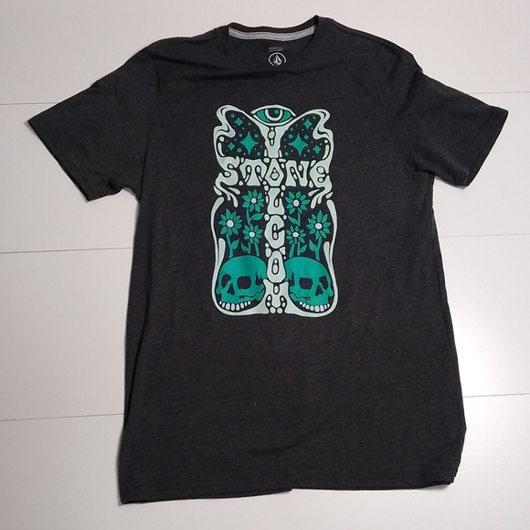 Volcom men dugging grey t-shirt M . Modern  fit. Stone cotton polyester. Spring - Picture 1 of 4
